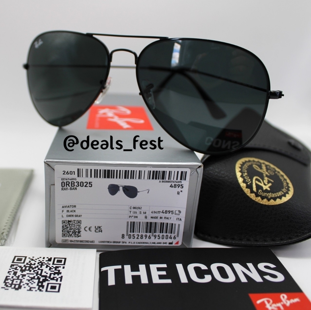Model Display Ray-Ban Aviator Black RB3025 - Picture 5 of 17